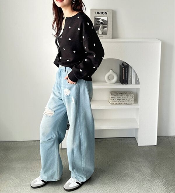 GeeRA（ジーラ）の「ドット柄カーディガン（ニットカーディガン）」｜詳細画像