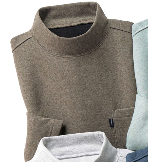 「カシミヤタッチハイネックＴシャツ（メンズＴシャツ）」｜ブラウン