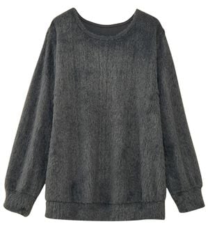 alotta（アロッタ）の「【見た目はニット、着心地はカットソー】フェザーカットソーゆるトップス（カットソー）」｜ダークグレー