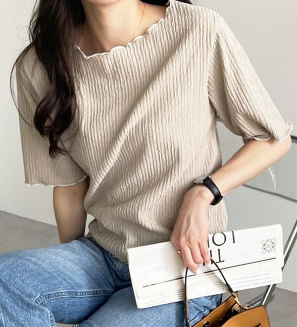 GeeRA（ジーラ）の「前後２ＷＡＹ配色メロー５分袖カットソー（カットソー）」｜詳細画像