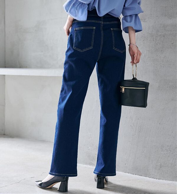 RANAN（ラナン）の「【裏起毛】ウエストゴムなのにスッキリ穿けるデニム（フルレングスパンツ）」｜詳細画像