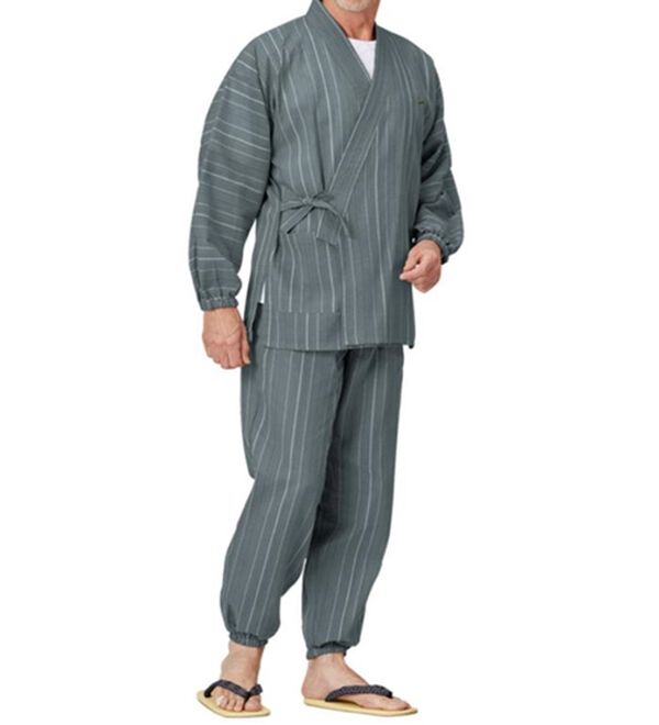 「＜クロコダイル＞品格漂う綿１００％絣調しじら作務衣（メンズ和装・浴衣・和装グッズ）」｜詳細画像