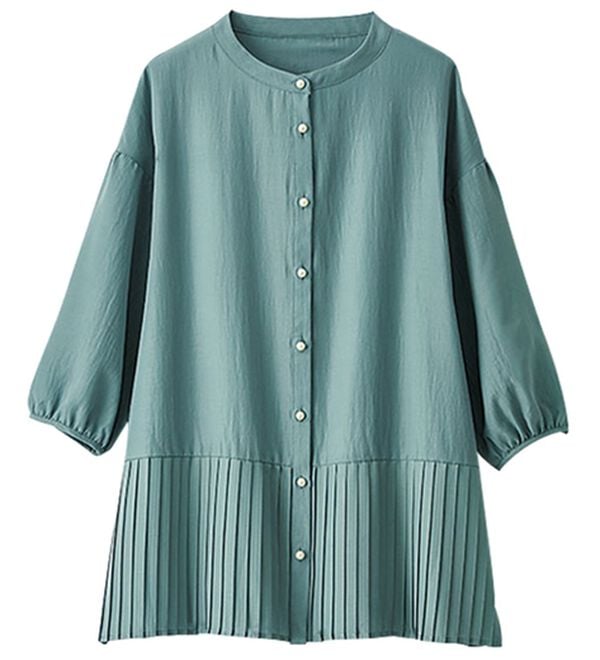 BELLUNA（ベルーナ）の「裾プリーツ切替パールボタンブラウス（ブラウス）」｜詳細画像