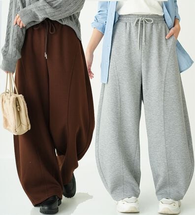 A HAPPY MARILYN（アハッピーマリリン）の「【Ｌ～６Ｌ】着ぶくれ回避のダンボール素材 ２丈から選べる カーブパンツ（ワイドパンツ・ガウチョ）」