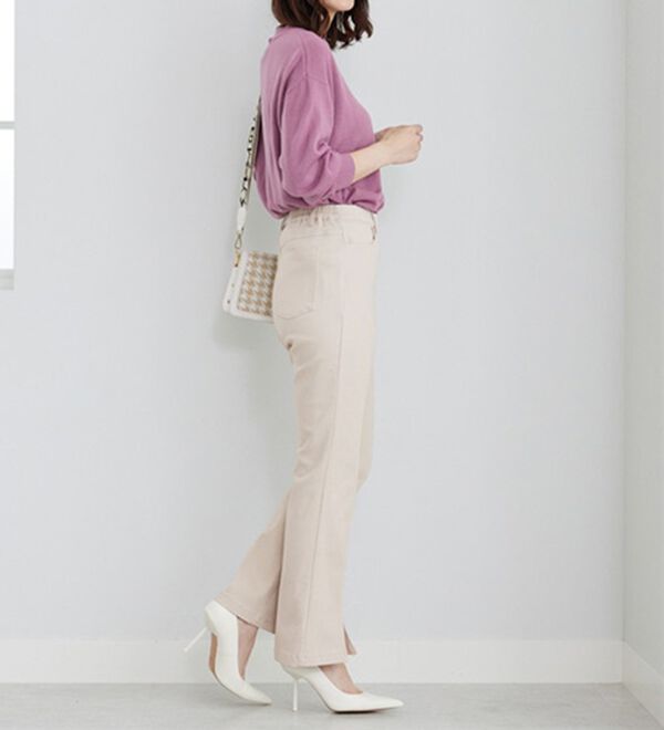 BELLUNA（ベルーナ）の「裏起毛かの子素材裾スリット美脚パンツ（フルレングスパンツ）」｜詳細画像