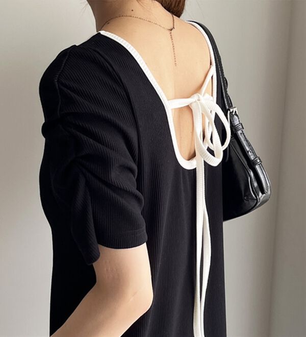 GeeRA（ジーラ）の「バックオープン配色リブワンピース（その他ワンピース）」｜詳細画像