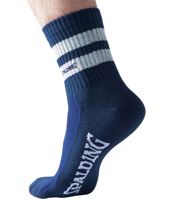 「【５足組】＜スポルディング＞メガメッシュラインソックス（メンズ靴下・タイツ）」｜詳細画像