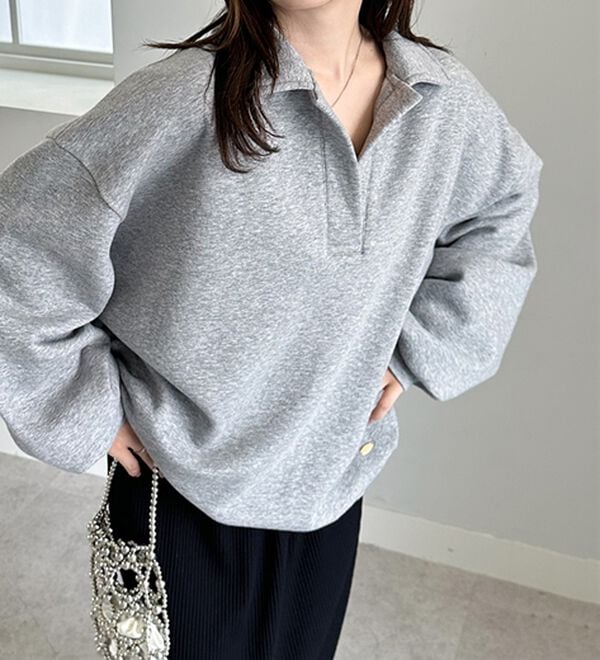 RANAN（ラナン）の「あったか裏起毛衿付きオーバーサイズスウェット（トレーナー・スウェット）」｜詳細画像