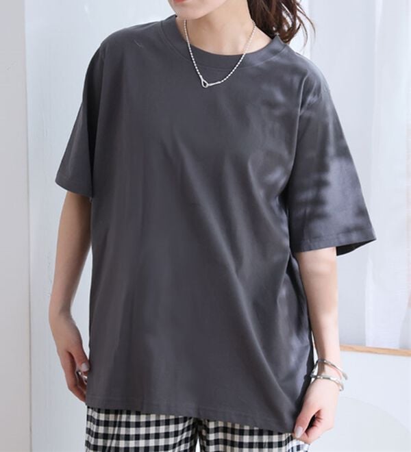 A HAPPY MARILYN（アハッピーマリリン）の「【Ｌ～８Ｌ】ＵＳＡコットン１００％ベーシックＴシャツ（Tシャツ）」｜チャコール