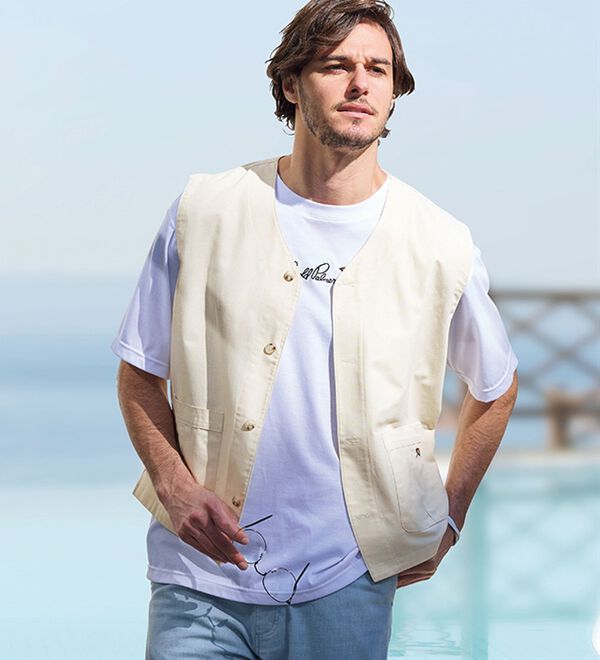 「＜アーノルド　パーマー＞麻入りジレアンサンブル＋タンブラー（メンズジャケット）」｜詳細画像