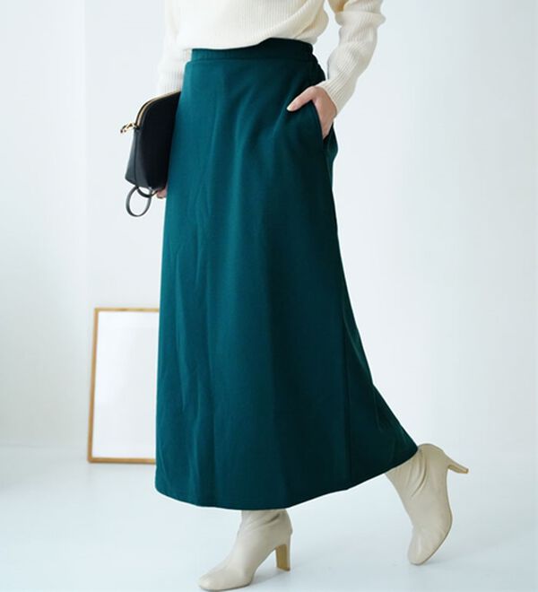 A HAPPY MARILYN（アハッピーマリリン）の「【Ｌ～８Ｌ】腰の張りを拾わない カラーで楽しむ 裏起毛バージョン タイトスカート（ロングスカート）」｜詳細画像