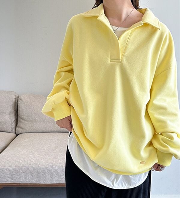 RANAN（ラナン）の「あったか裏起毛衿付きオーバーサイズスウェット（トレーナー・スウェット）」｜詳細画像