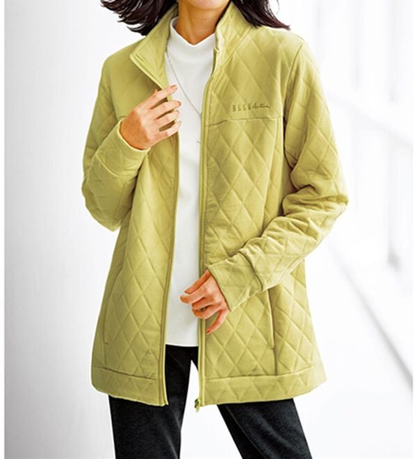 BELLUNA（ベルーナ）の「＜ＥＬＬＥ　Ａｃｔｉｖｅ＞ダイヤ柄ジャカードキルトブルゾン（ブルゾン）」｜レモンイエロー