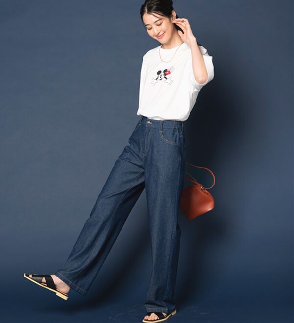 BELLUNA（ベルーナ）の「＜Ｄｉｓｎｅｙ＞刺しゅうデニムパンツ（ワイドパンツ・ガウチョ）」｜詳細画像