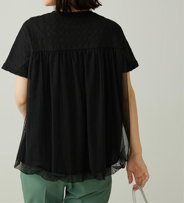 BELLUNA（ベルーナ）の「ジャカード素材チュール重ねプルオーバー（カットソー）」｜詳細画像