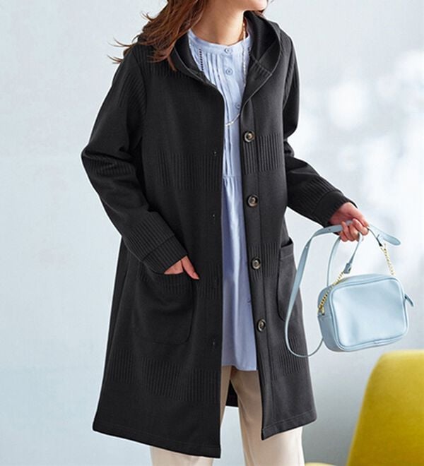 BELLUNA（ベルーナ）の「ボーダージャカード素材フードカーディガン（その他ジャケット）」｜詳細画像