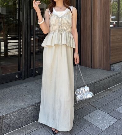 RANAN（ラナン）の「リボンギャザーペプラムナローワンピ（その他ワンピース）」