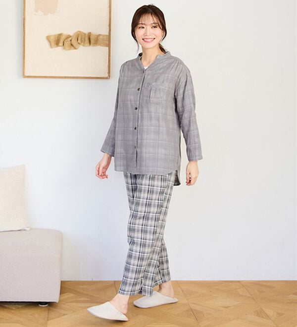 LAVIENNE（ラヴィエンヌ）の「【オーガニックコットン使用】綿１００％Ｗガーゼのルームパジャマ（パジャマ・ルームウェア）」｜詳細画像