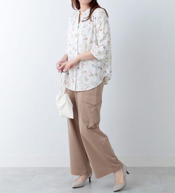 BELLUNA（ベルーナ）の「ギャザー使いレーヨンプリントブラウス（ブラウス）」｜詳細画像