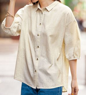 BELLUNA（ベルーナ）の「ナチュラル気分で夏を過ごすドット刺しゅうブラウス（ブラウス）」｜詳細画像