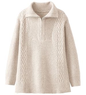 BELLUNA（ベルーナ）の「ハーフジップ使い編地切替ニットチュニック（チュニック）」｜詳細画像