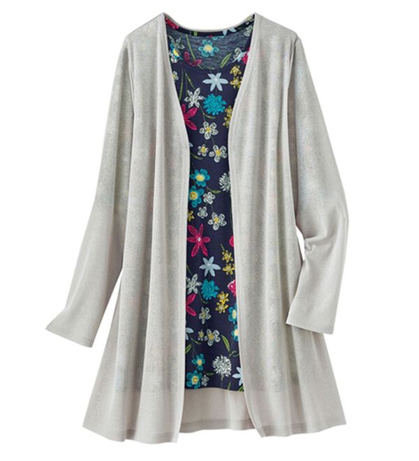 BELLUNA（ベルーナ）の「コーデが完成！花柄プリントカーディガンアンサンブル（アンサンブル）」｜グレー系