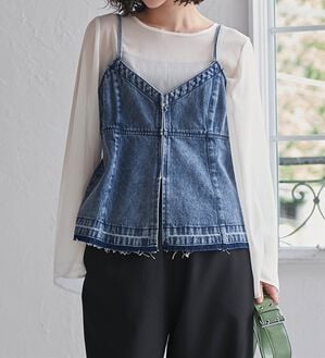 RANAN（ラナン）の「デニム素材キャミビスチェ（タンクトップ・キャミソール）」｜ブルー