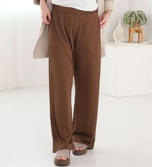 A HAPPY MARILYN（アハッピーマリリン）の「【Ｌ～８Ｌ】丈が選べる！さらトロリブイージーパンツ（ワイドパンツ・ガウチョ）」｜ブラウン