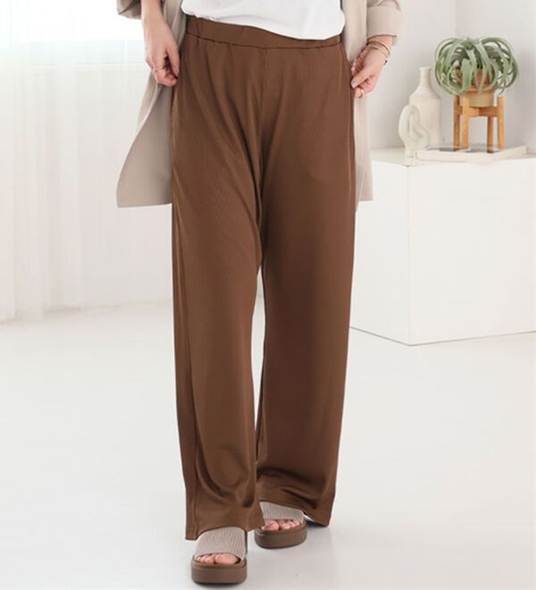 A HAPPY MARILYN（アハッピーマリリン）の「【Ｌ～８Ｌ】丈が選べる！さらトロリブイージーパンツ（ワイドパンツ・ガウチョ）」｜ブラウン