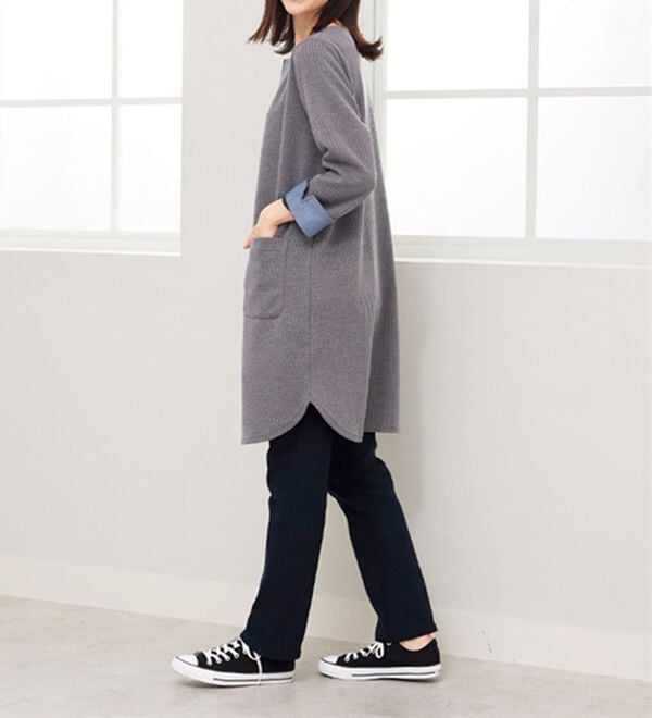 BELLUNA（ベルーナ）の「ポケット付ボーダージャカードワンピース（その他ワンピース）」｜詳細画像