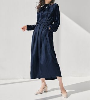 RANAN（ラナン）の「パール調チャーム付ギャザーワンピース（その他ワンピース）」｜ネイビー
