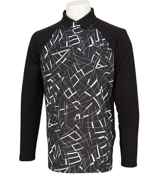 「ＰＭ）　ゴルフ　シャドウキャット　ＧＲＡＰＨＩＣ　Ｌ／Ｓ　ＰＯＬＯ（メンズポロシャツ）」｜プーマブラック