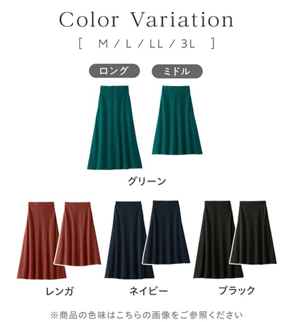 Viola e Viola（ヴィオラ エ ヴィオラ）の「【選べる丈】なめらかポンチフレアスカート（ロングスカート）」｜詳細画像