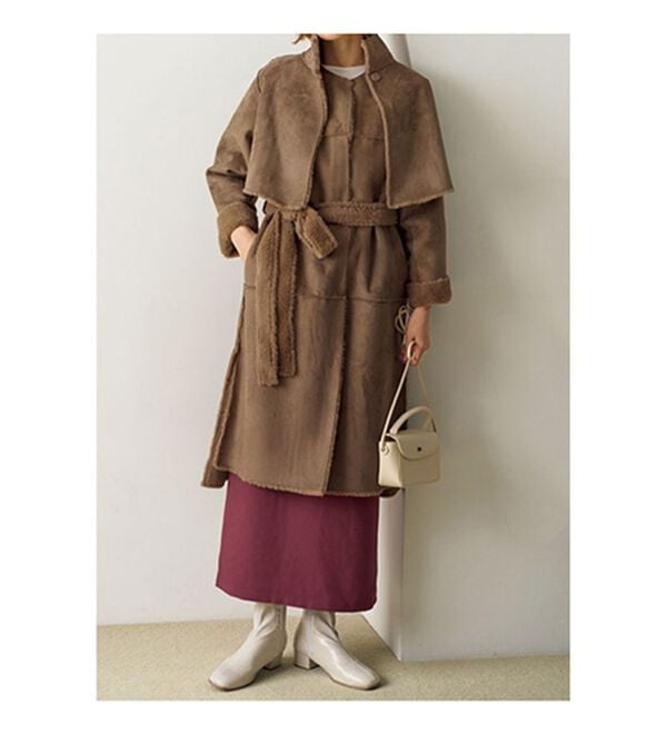 VINNO（ヴィノ）の「マルチウェイフェイクムートンファーコート（ロングコート）」｜詳細画像