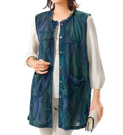 ルフラン（ルフラン）の「国産美プリントベスト＜藍凜～あいり～＞（ベスト）」