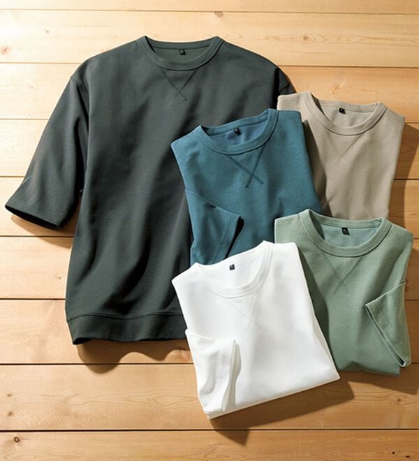 「＜シンプル＆プラス＞長く着られるライトトレーナー（メンズＴシャツ）」｜詳細画像