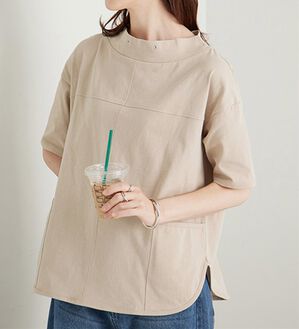 BELLUNA（ベルーナ）の「抗菌防臭綿１００％切替デザインプルオーバー（カットソー）」｜トープ