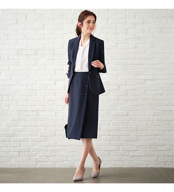 GeeRA（ジーラ）の「【ジャケット+2ボトム】洗えるストレッチ！ジャケット＆ブラウス＆パンツ＆スカートスーツセット（パンツスーツ）」｜詳細画像