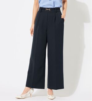alotta（アロッタ）の「ビット付ワイドパンツ（ワイドパンツ・ガウチョ）」｜ネイビー