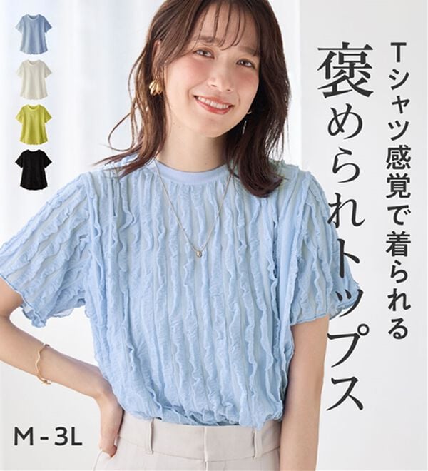 Viola e Viola（ヴィオラ エ ヴィオラ）の「フリルシアー素材ゆるトップス（ブラウス）」｜詳細画像