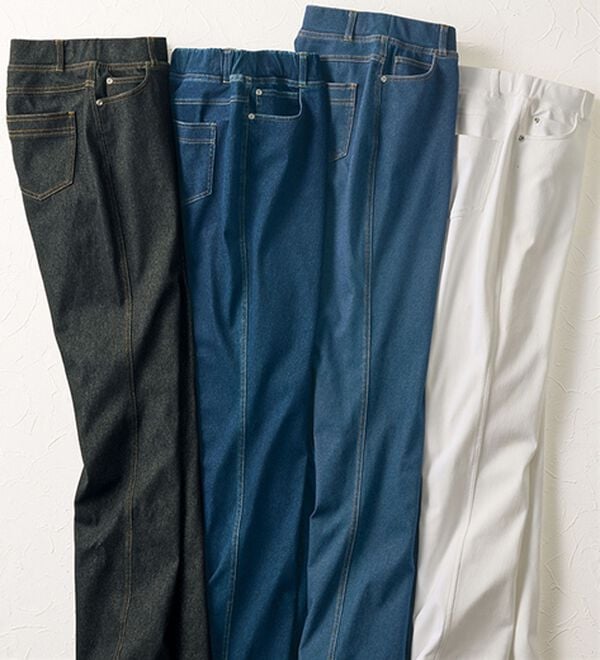 BELLUNA（ベルーナ）の「【選べる裏側】ぐん伸びニットデニムパンツ（フルレングスパンツ）」｜詳細画像