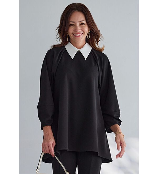 BELLUNA（ベルーナ）の「色褪せにくい黒！バイカラーブラウス（セットアップ）」｜詳細画像
