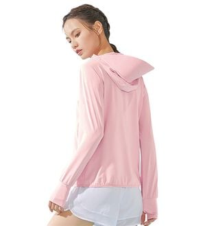 「フェイスガード付きＵＶカットパーカ（パーカー）」｜ピンク