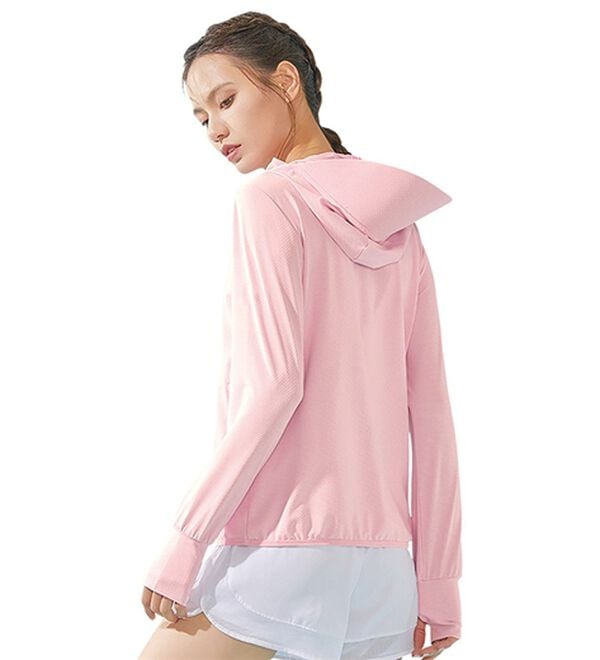 「フェイスガード付きＵＶカットパーカ（パーカー）」｜ピンク