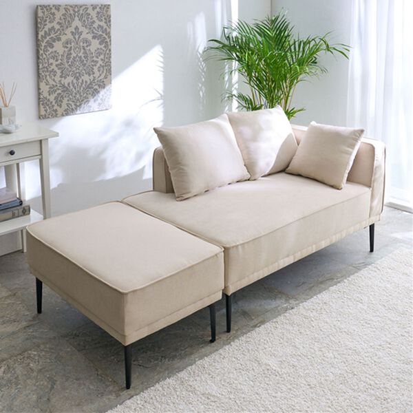 iellio（イエリオ）の「オットマン付スタイリッシュカウチソファ（ソファ）」｜アイボリーベージュ