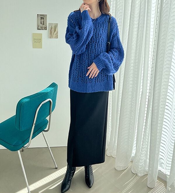 GeeRA（ジーラ）の「透かし柄編みルーズニット（ニット・セーター）」｜詳細画像