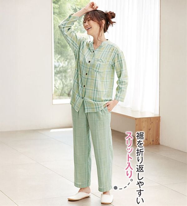 LAVIENNE（ラヴィエンヌ）の「【オーガニックコットン使用】綿１００％Ｗガーゼのルームパジャマ（パジャマ・ルームウェア）」｜詳細画像