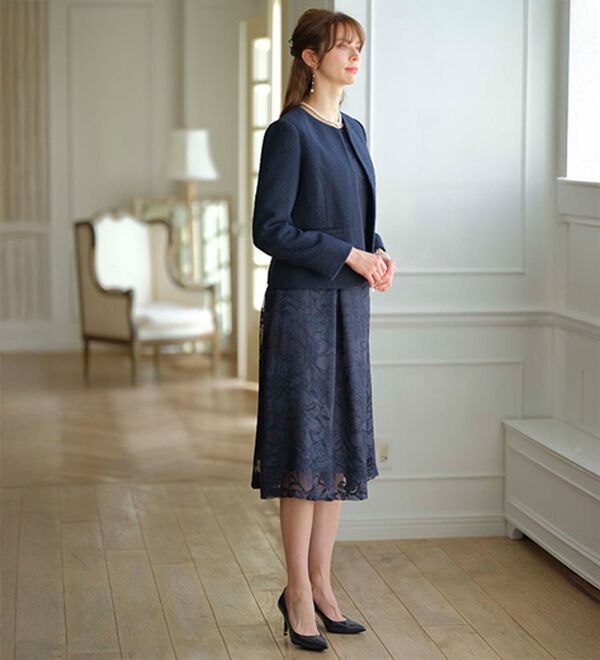 BELLUNA（ベルーナ）の「花柄オパール素材ワンピースアンサンブル（ワンピースセットスーツ）」｜詳細画像