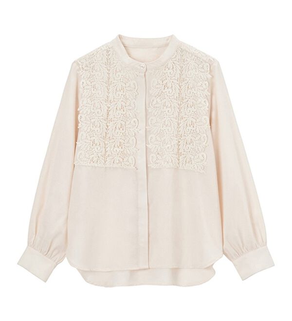 RANAN（ラナン）の「バンドカラー花柄レースブラウス（ブラウス）」｜詳細画像