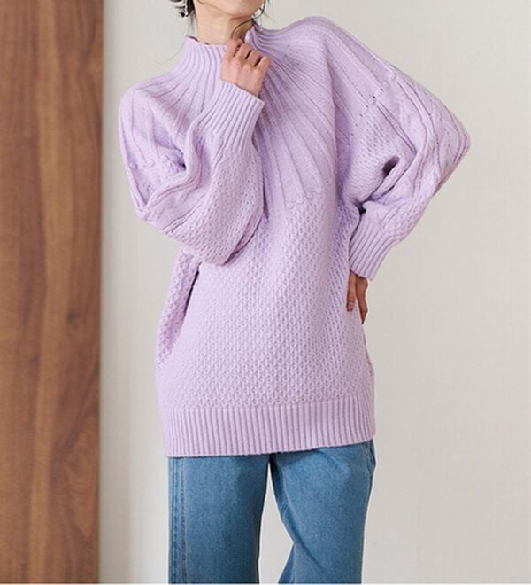 RANAN（ラナン）の「ハイネック求心柄ロング丈ニット（ニット・セーター）」｜詳細画像